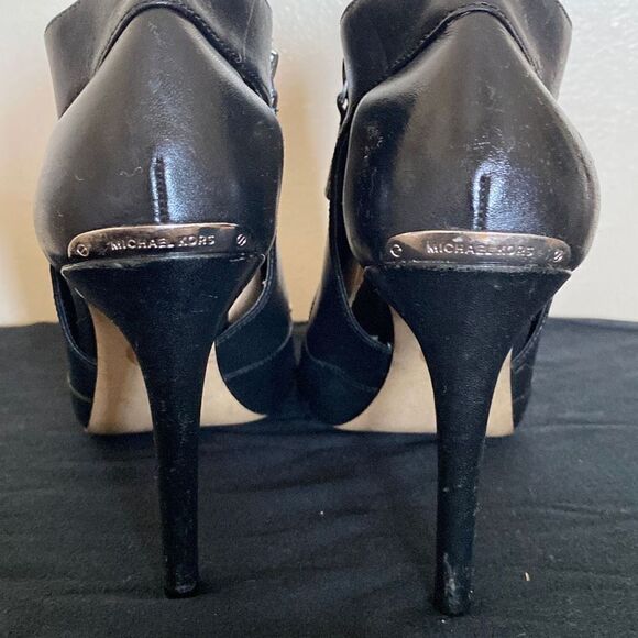 Michael Kors Clara Women's Black Peep Toe Side Zip Stiletto Boots Size 9 - Picture 5 of 11